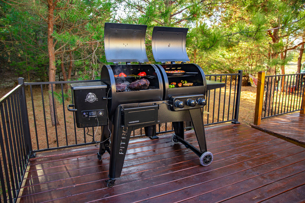 Pelletsgrill Navigator 1230 kombi med gassgrill 3 brennere sidehylle