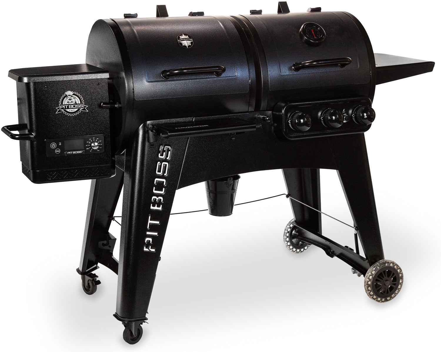 Sidebilde av Pelletsgrill Navigator 1230 kombi med WiFi og grilltrekk