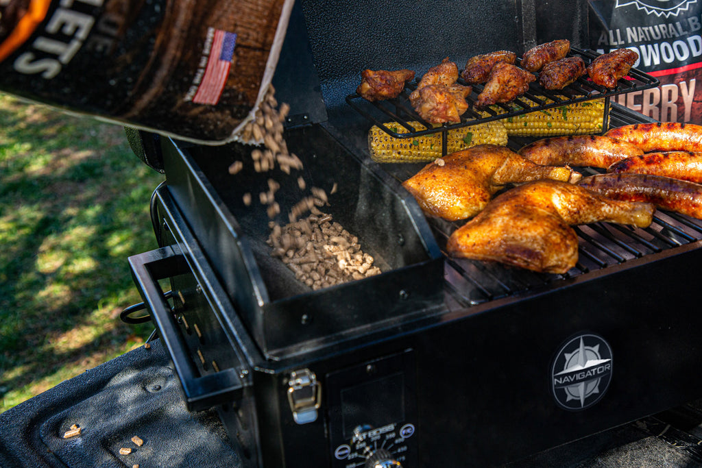 Pelletsgrill Navigator 150 portabel kompakt - Pit Boss pelletstank