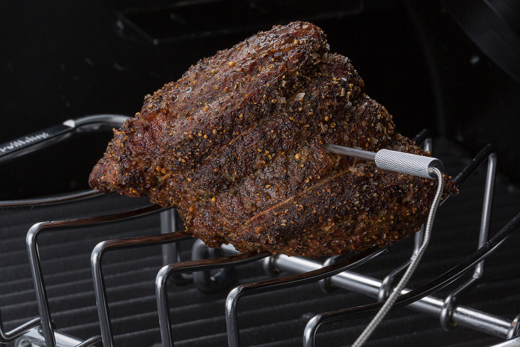 Pelletsgrill Regal Pellet 400 med WLAN sidebilde med åpen lokk
