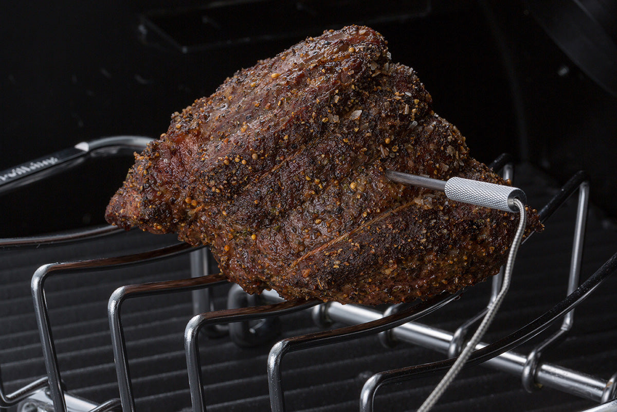 Pelletsgrill Regal Pellet 400 med WLAN sidebilde med åpen lokk