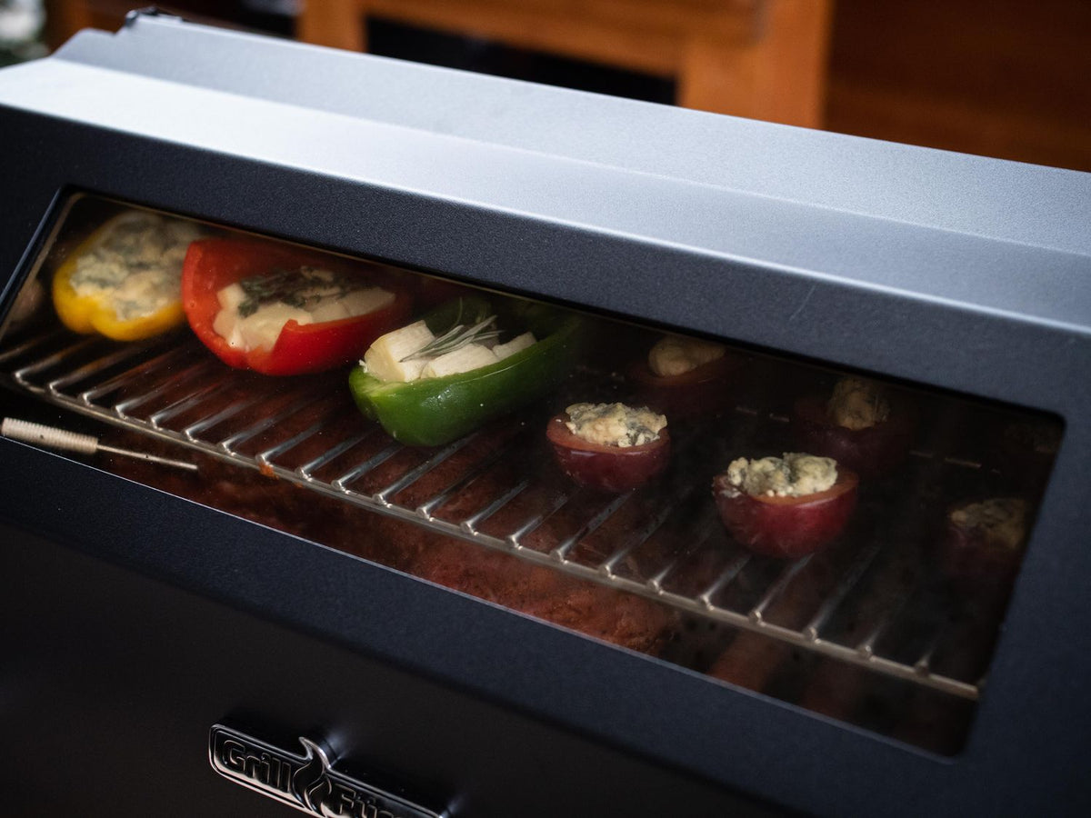 Pelletsgrill S280 rustfritt stål rist 60 cm pelletstank detalj
