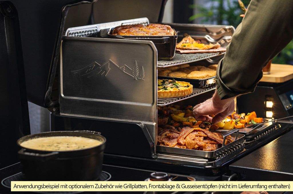 Pelletsgrill Timberline med WiFire og Meater - Traeger montert med sidebord