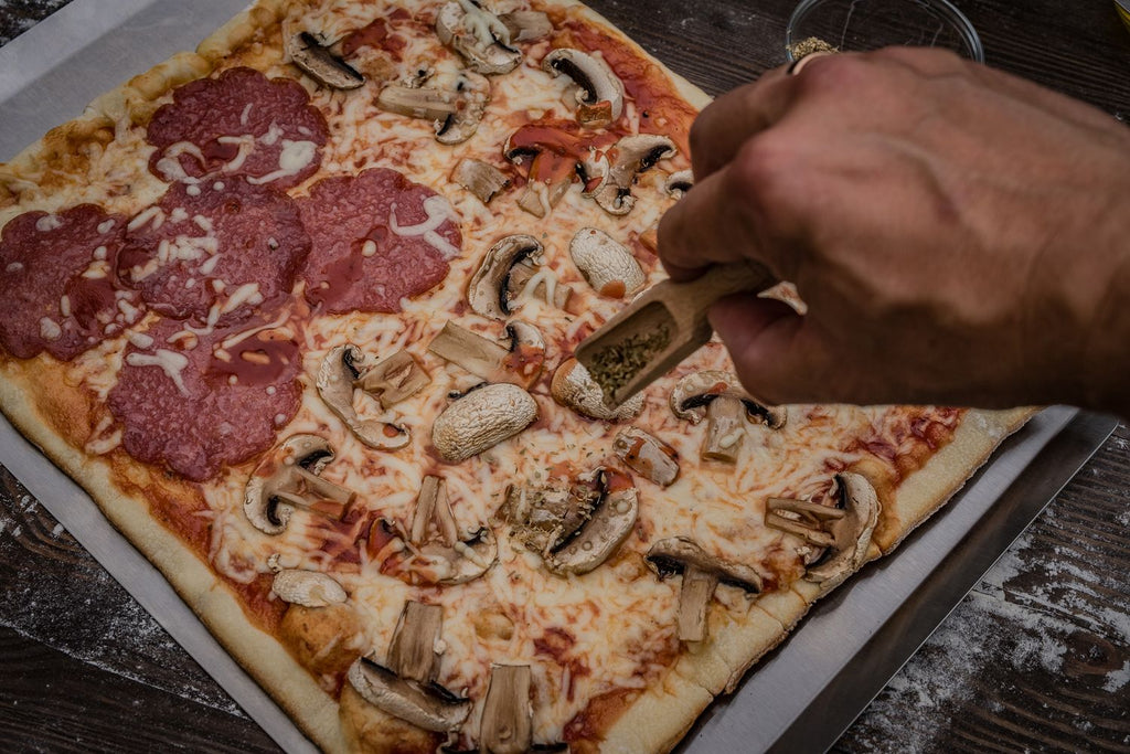 Pizzabrett rustfritt stål 40x30 cm rektangulært Grillfürst rengjøring