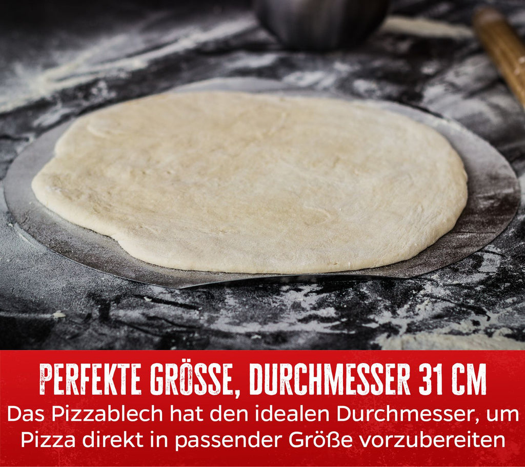 Pizzabrett rustfritt stål rundt 31 cm - Grillfürst detalj