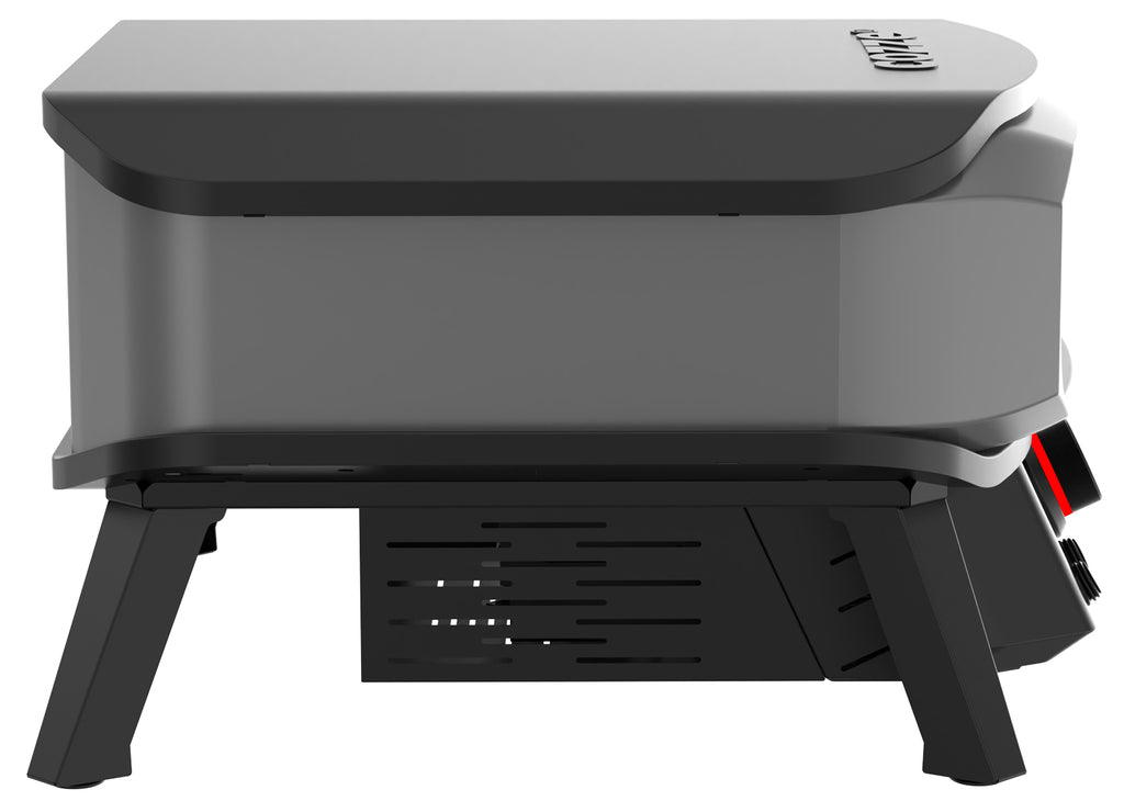 Pizzaovn elektrisk PREMIUM 34 cm roterende pizzastein med pizza inni