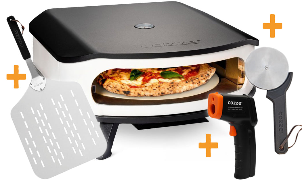 Pizzaovn gass 42,5 cm roterende pizzastein med startsett - Cozze forfra