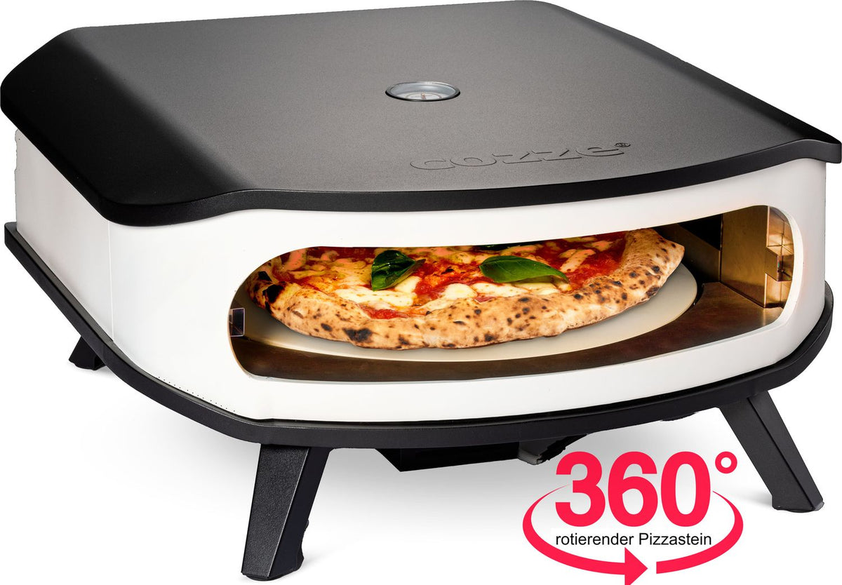 Pizzaovn gass 42,5 cm roterende pizzastein + pizzaspade - Cozze bakside