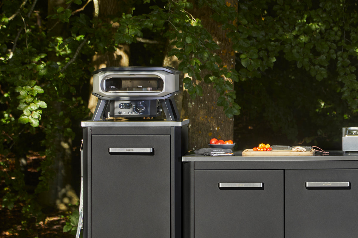 Detalj av digitalt termometer på Pizzaovn gass PREMIUM 34 cm roterende pizzastein - Cozze