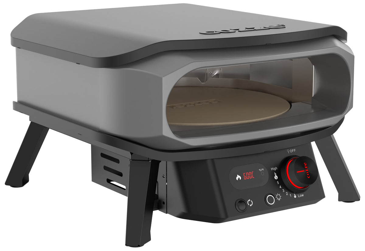 Sideprofil av Pizzaovn gass PREMIUM 34 cm roterende pizzastein - Cozze