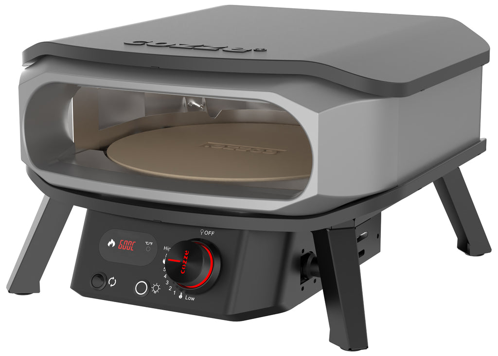 Bruk av Pizzaovn gass PREMIUM 34 cm roterende pizzastein - Cozze med pizza