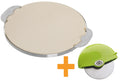 Pizzasett pizzastein Ø 32,5 cm + pizzaskjærer forfra