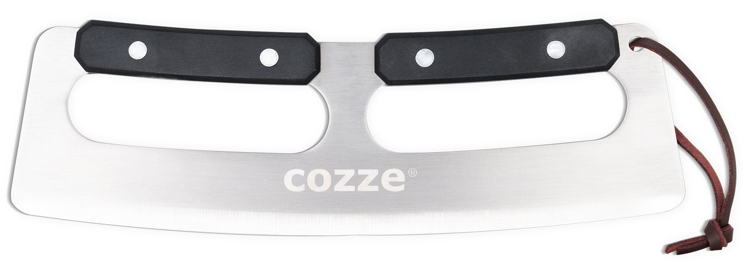 Pizzaskjærer med dobbeltgrep 38 cm rustfritt stål - Cozze forfra