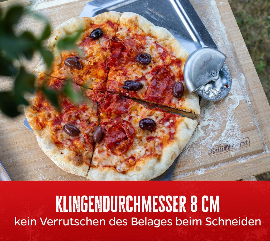 Bakside av Pizzaskjærer rustfritt stål Ø 8 cm - Grillfürst