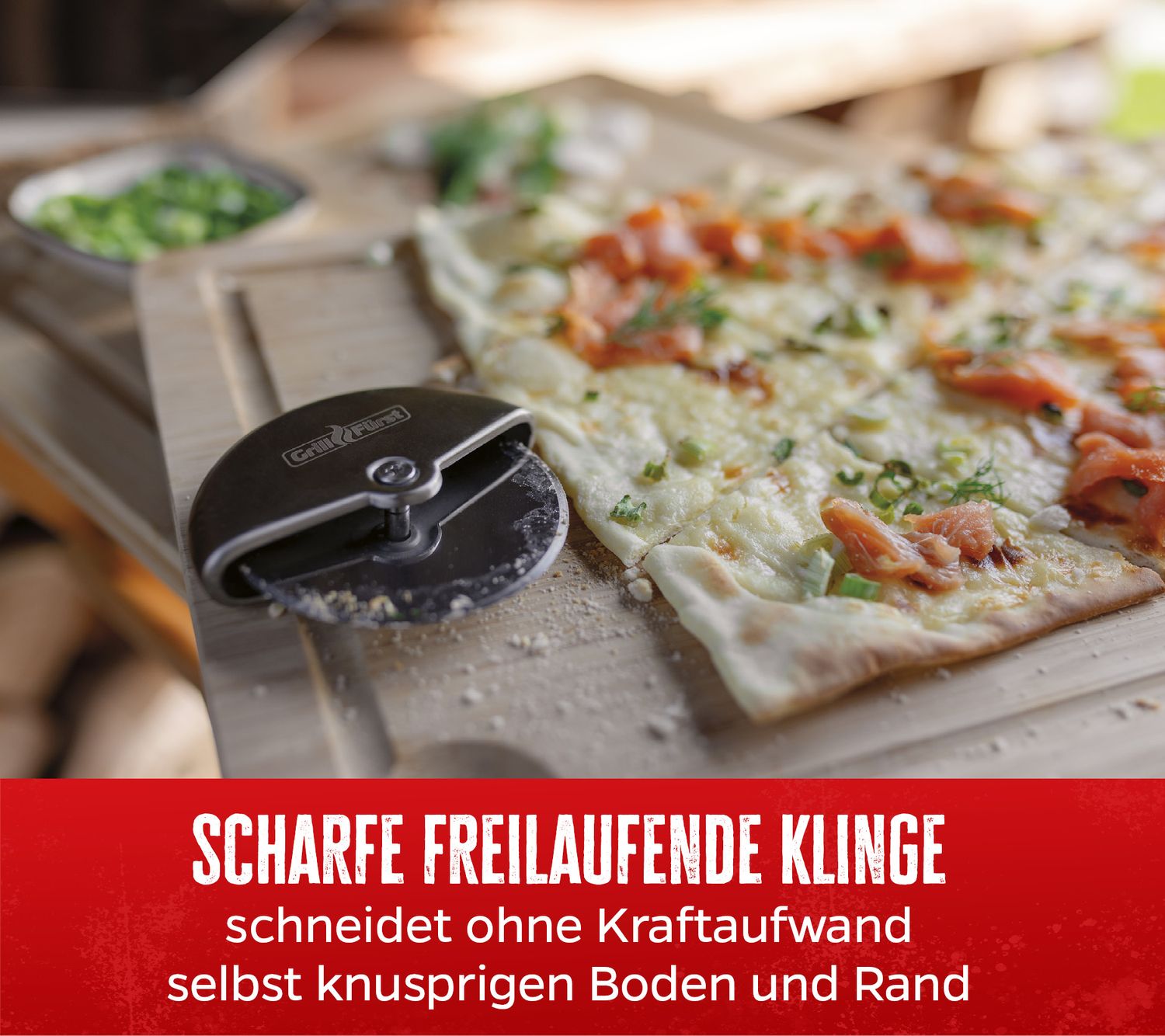 Pizzaskjærer rustfritt stål Ø 8 cm - Grillfürst detalj av klinge