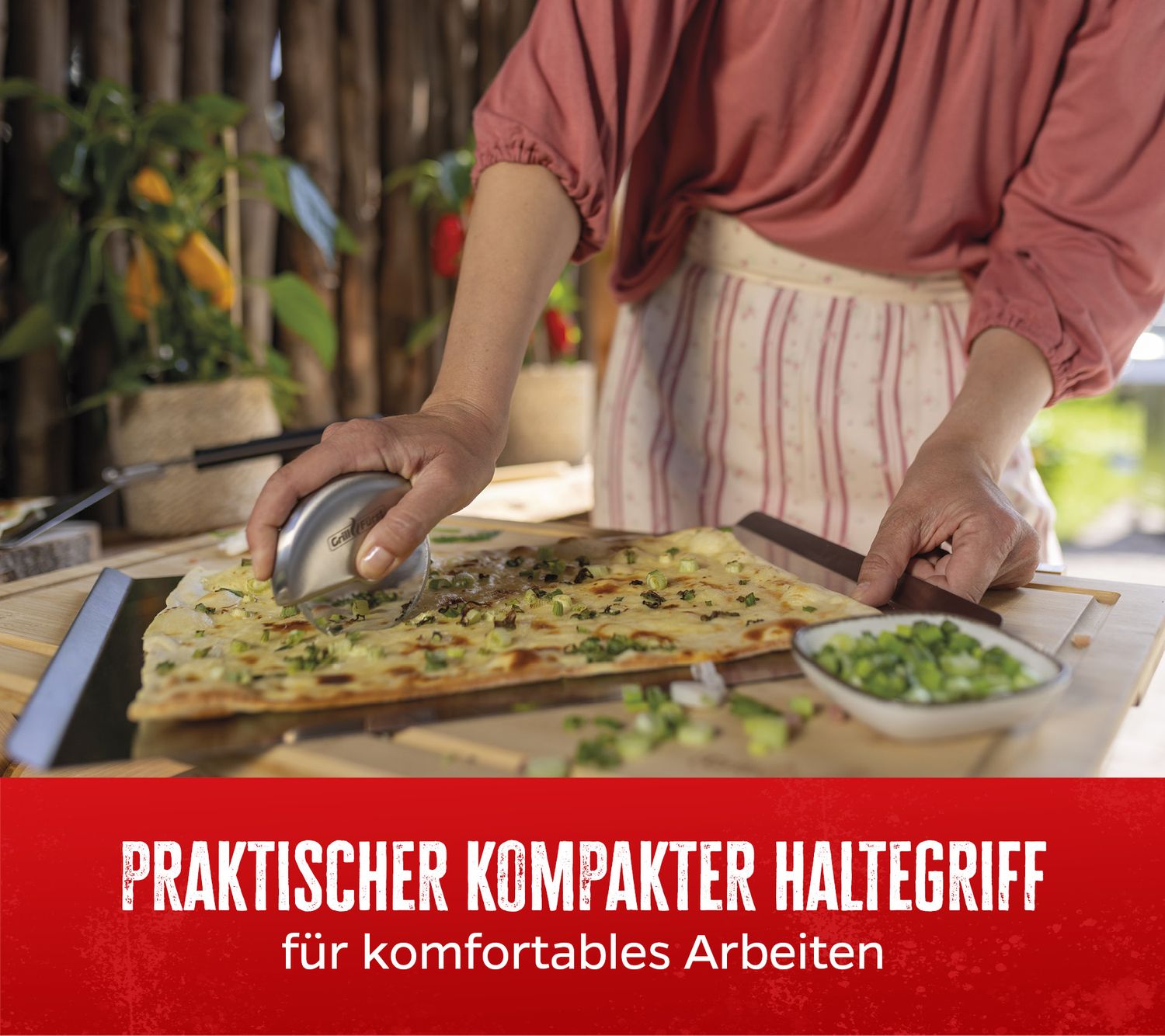 Pizzaskjærer rustfritt stål Ø 8 cm - Grillfürst montert