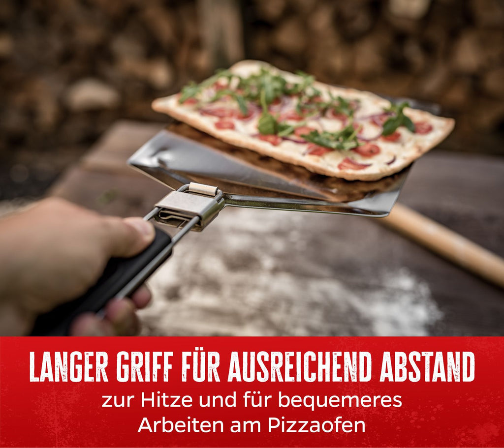 Detalj av sammenleggbar pizzaspade rustfritt stål 57 cm