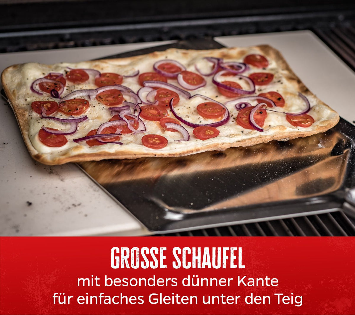 Montert pizzaspade rustfritt stål sammenleggbar 57 cm