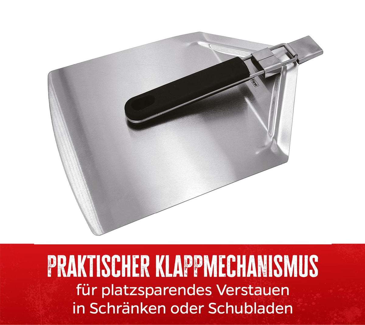Pizzaspade rustfritt stål sammenleggbar 57 cm sammenlagt
