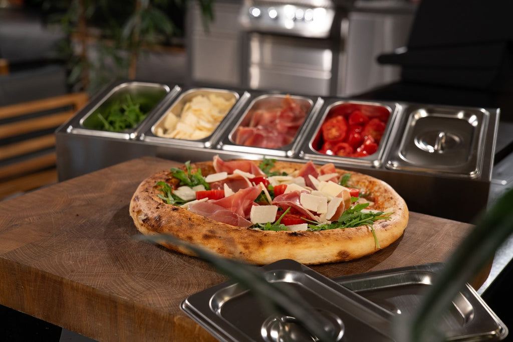 Bakside av Pizzastasjon med 5 beholdere rustfritt stål - Cozze