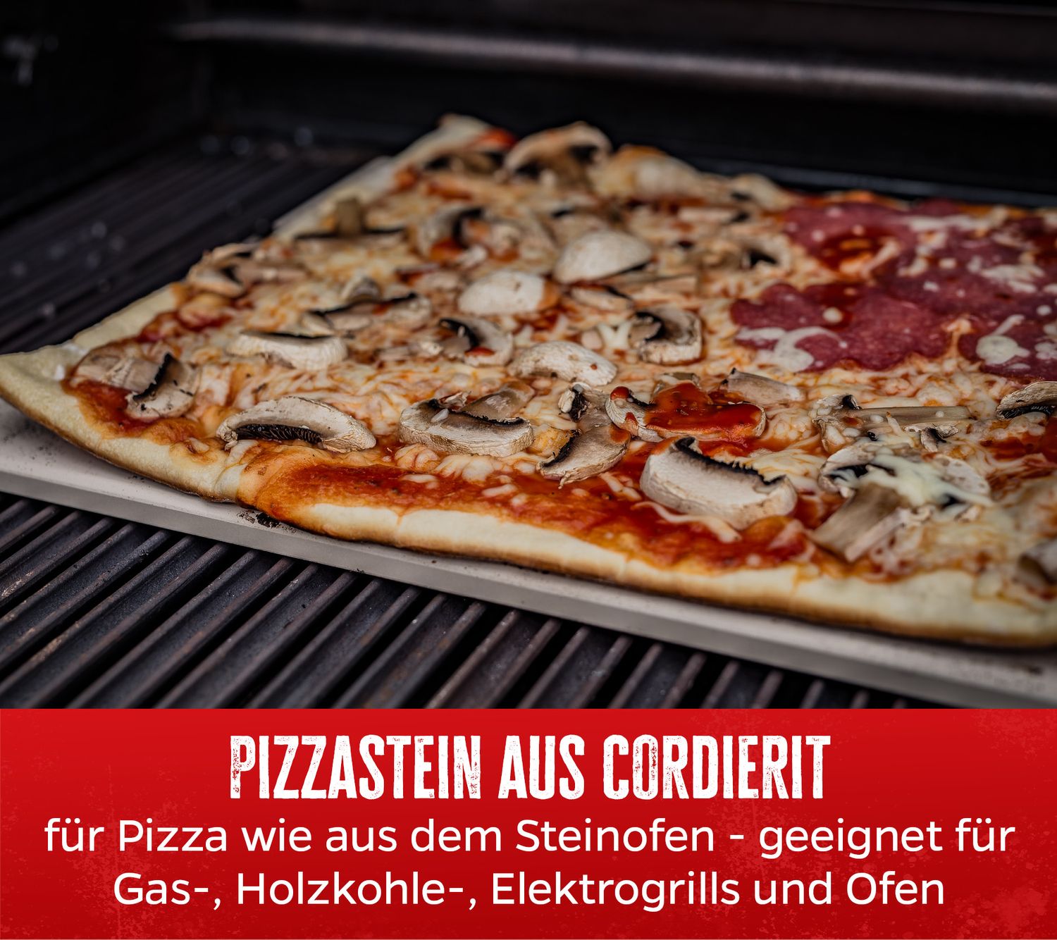 Detaljbilde av Pizzastein rektangulær 40 x 30 cm med pizzabrett