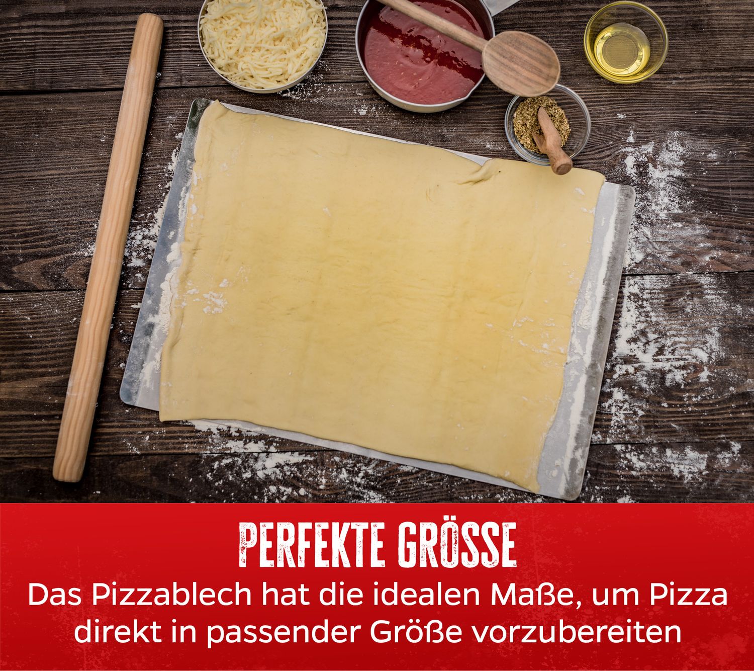 Pizzastein rektangulær 40 x 30 cm med pizzabrett på grillrist