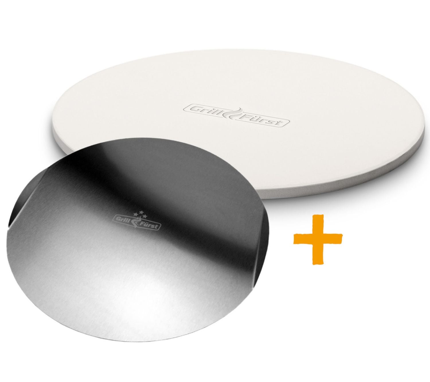 Pizzastein rund Ø 33 cm med pizzabrett fra Grillfürst forfra