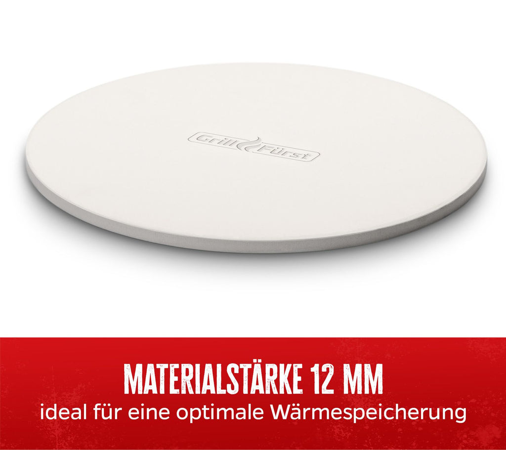 Pizzastein rund Ø 33 cm med pizzabrett - Grillfürst