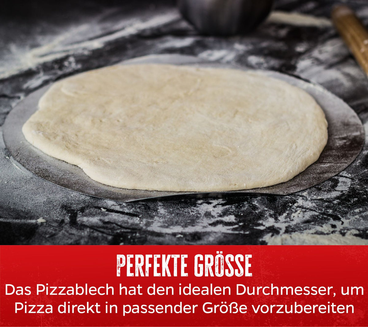 Pizzastein rund Ø 33 cm med pizzabrett - Grillfürst