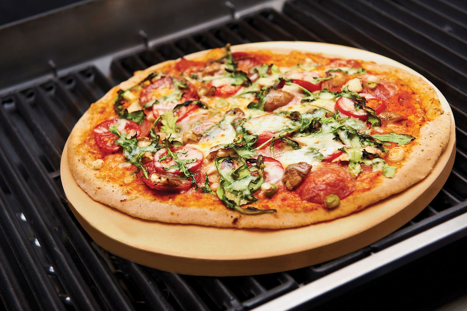 Montert Pizzastein rund Ø 38 cm ekstra tykk 20 mm - Broil King på grill