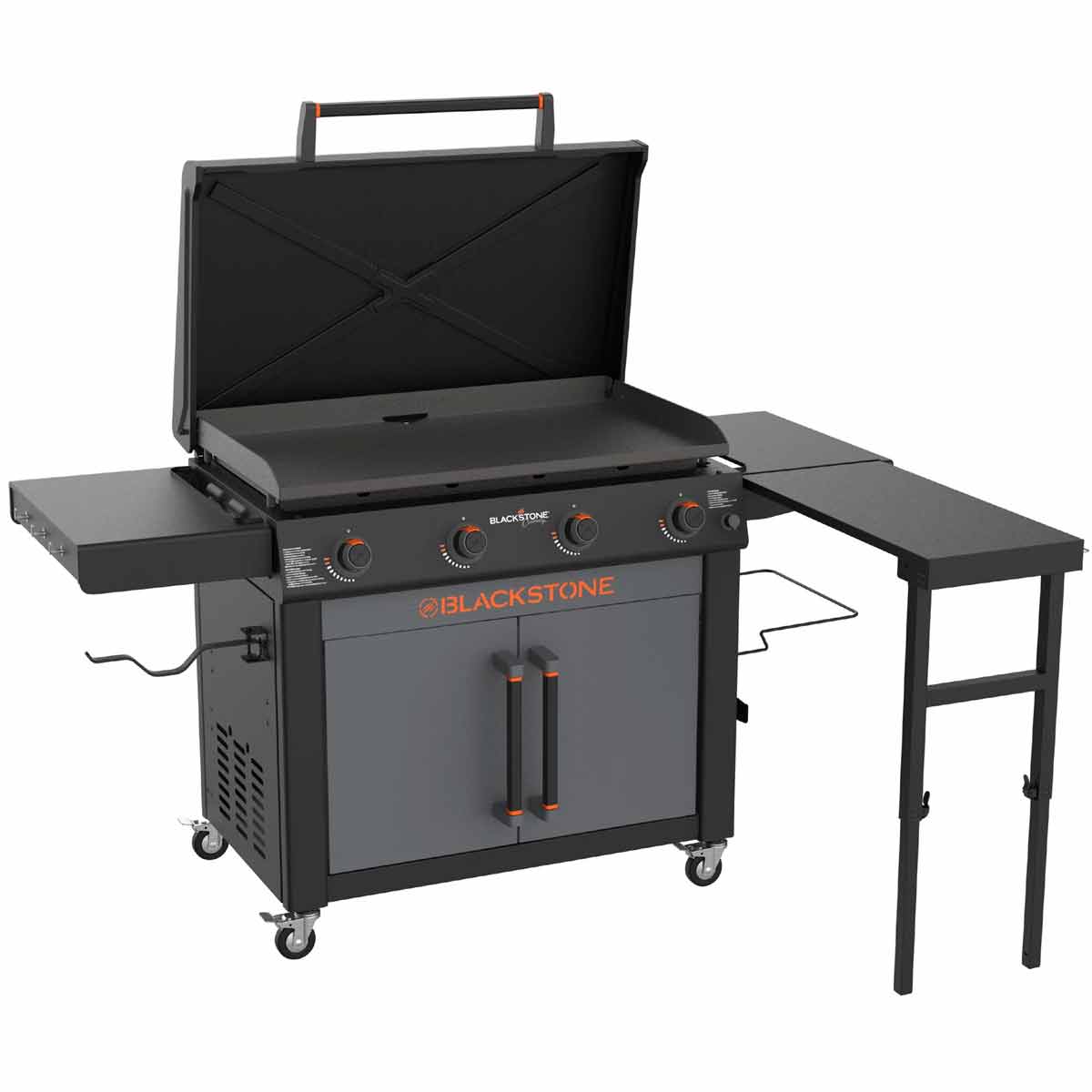 Plancha 36" grillstasjon med klappbord 4 brennere - Blackstone forfra