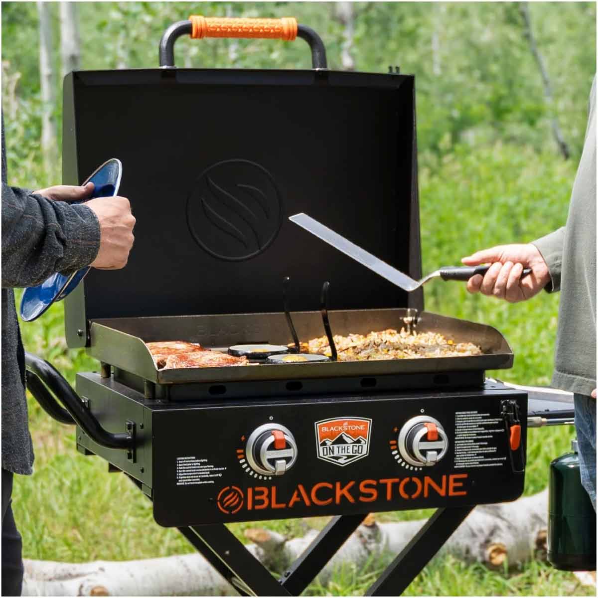 Plancha bordgrill 22" inkl. stativ og lokk 2 brennere - Blackstone bakside