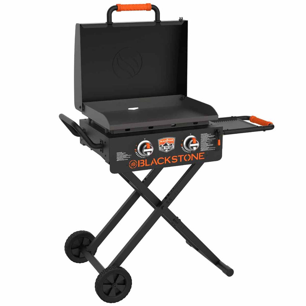 Plancha bordgrill 22" inkl. stativ og lokk 2 brennere - Blackstone forfra