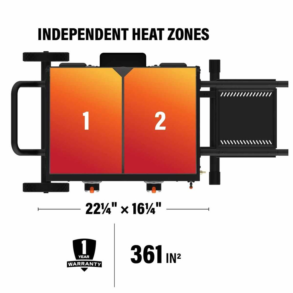 Plancha bordgrill 22" inkl. stativ og lokk 2 brennere - Blackstone nærbilde av grillflate
