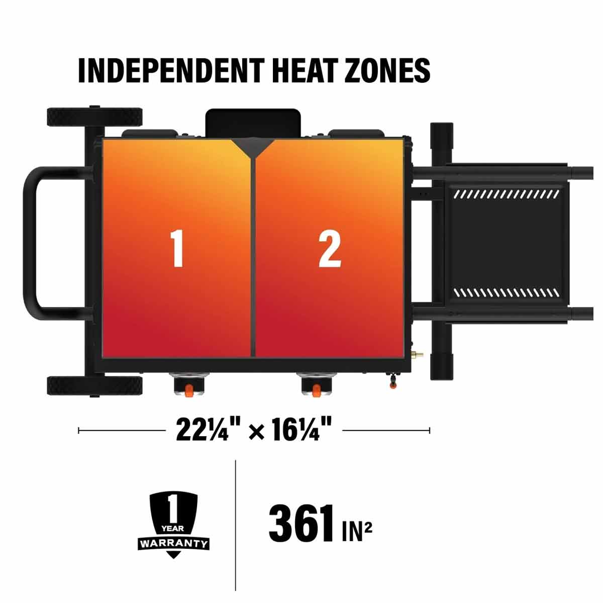 Plancha bordgrill 22" inkl. stativ og lokk 2 brennere - Blackstone nærbilde av grillflate