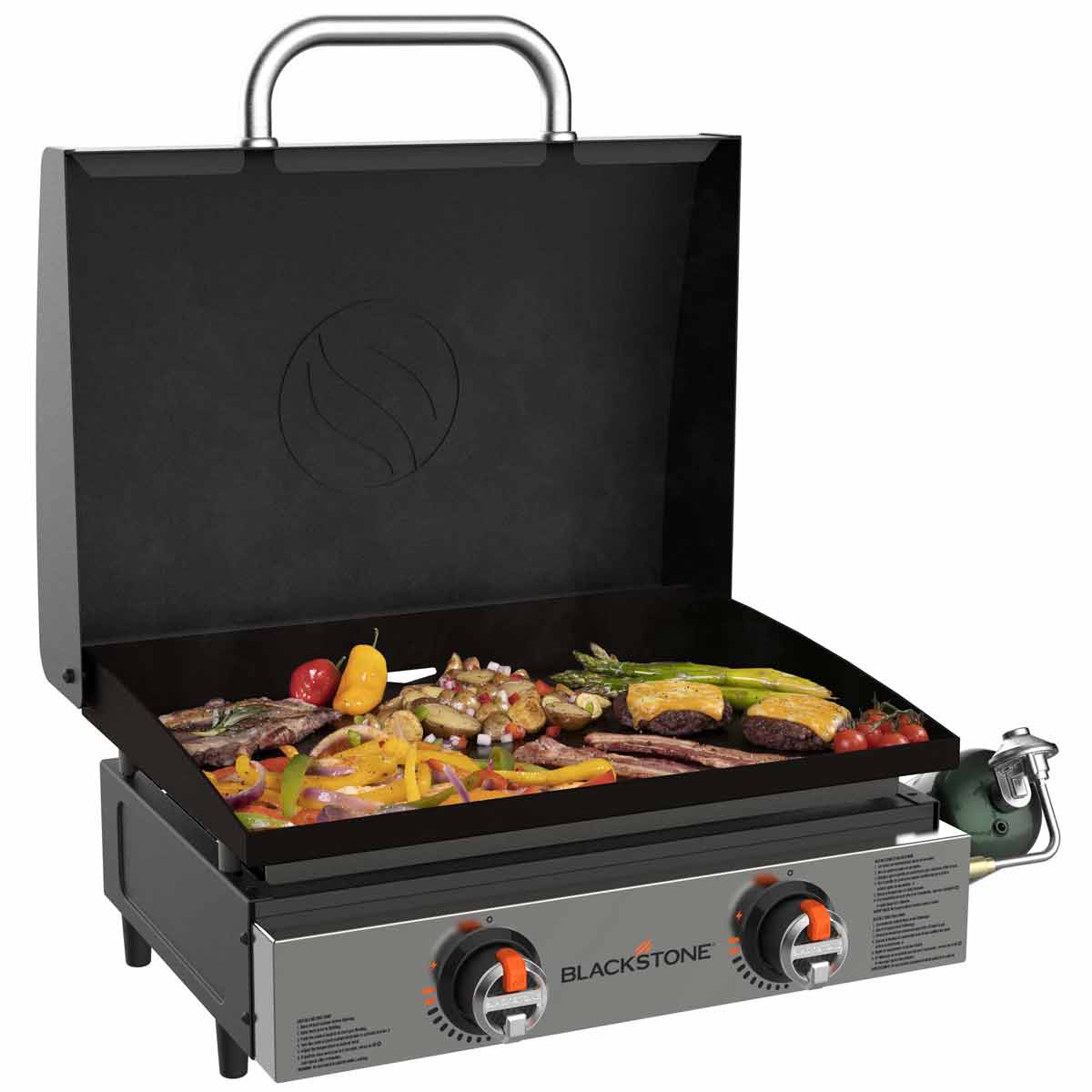 Plancha bordgrill 22" med lokk 2 brennere 57 cm - Blackstone sideprofil