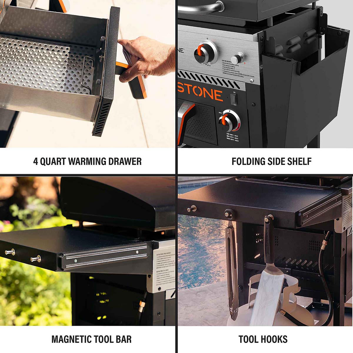 Detalj av emaljert grillflate på Plancha gassgrill 28" med Airfryer 2 brennere 73 cm - Blackstone