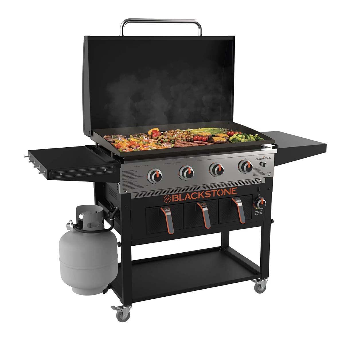 Plancha gassgrill 36" med Airfryer 4 brennere 91 cm Blackstone forfra