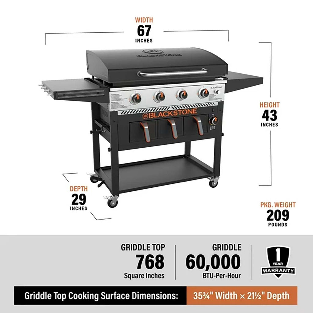 Plancha gassgrill 36" med Airfryer 4 brennere 91 cm - Blackstone