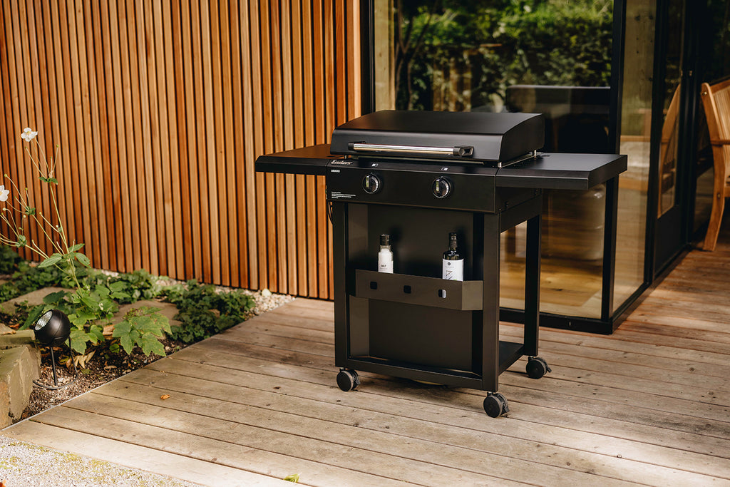 Plancha gassgrill Amaro 2 rustfritt stål 2 brennere bakside