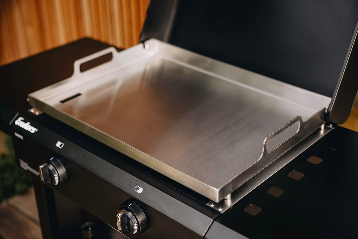 Plancha gassgrill Amaro 2 rustfritt stål 2 brennere detalj av plancha