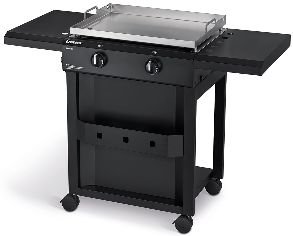 Plancha gassgrill Amaro 2 rustfritt stål 2 brennere sammenleggbare sidebord