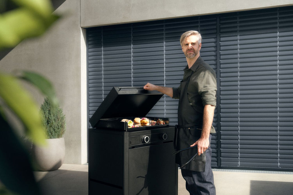Plancha gassgrill Edition One 60 cm støpejern med vogn bakside