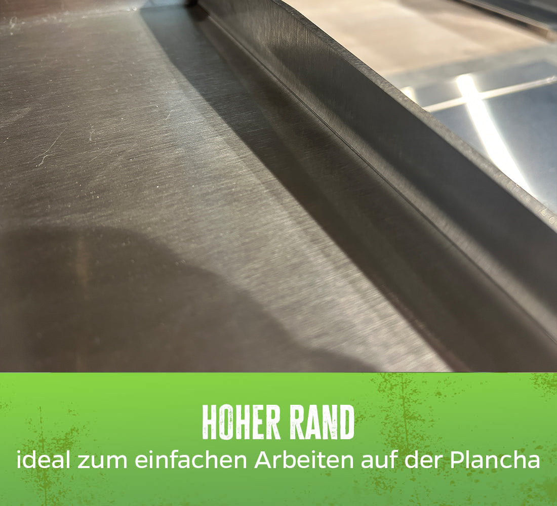 Montert Plancha grill 2 brennere 7 kW rustfritt stål 56 cm klar til bruk