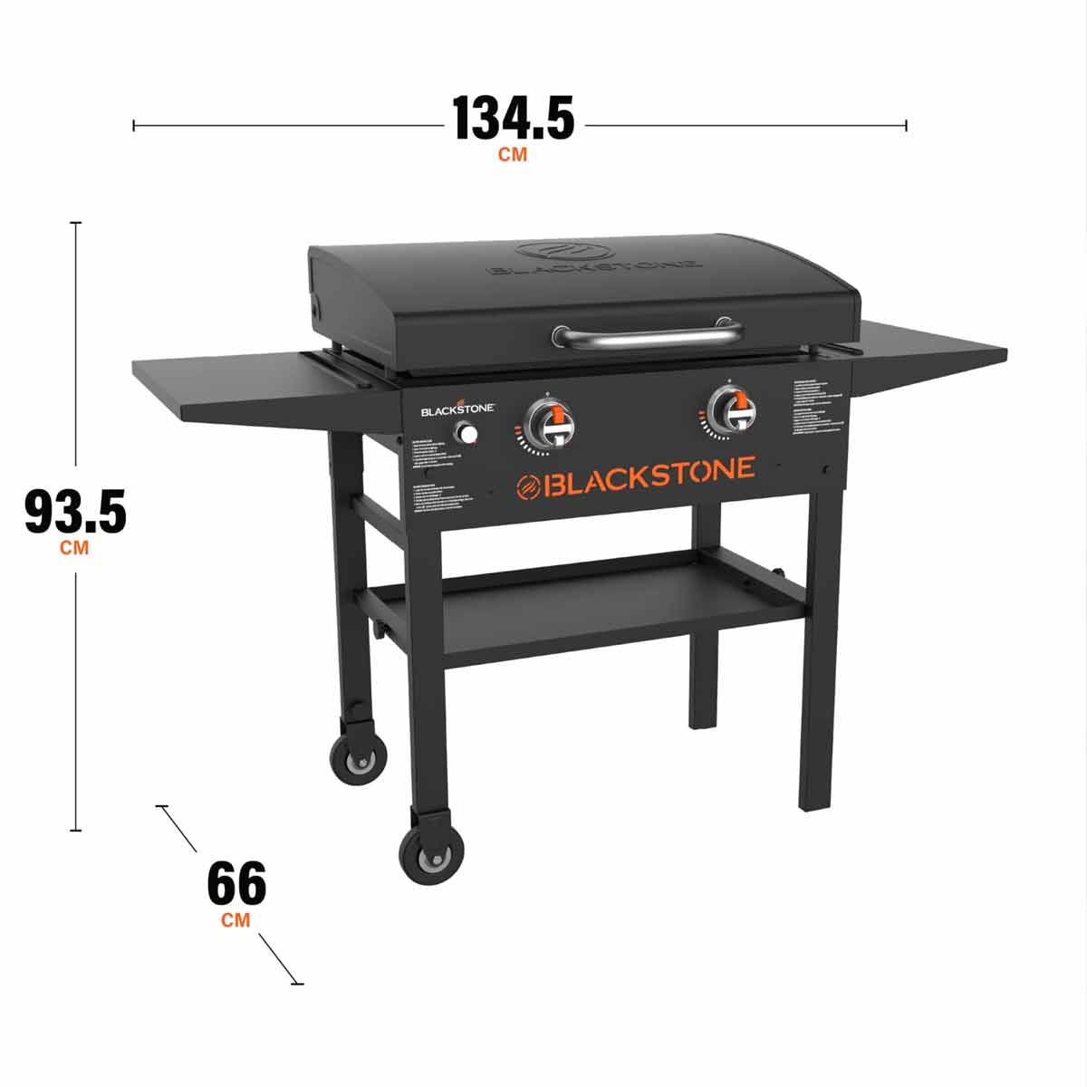 Plancha grill 28" Griddle med lokk 2 brennere 73 cm Blackstone montert utendørs