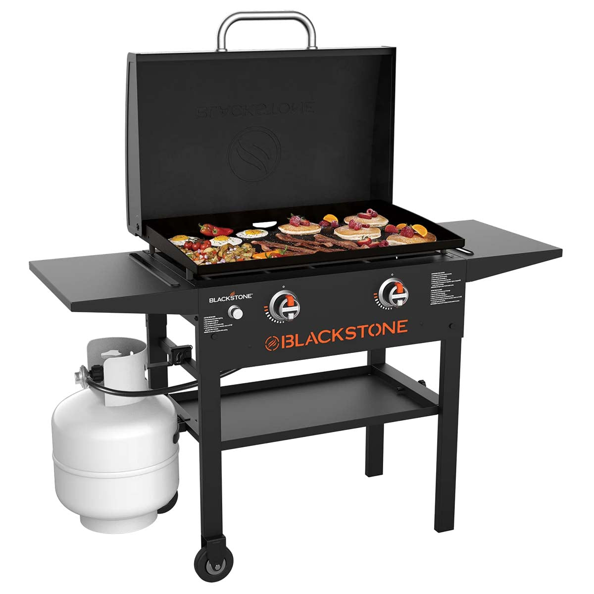 Plancha grill 28" Griddle med lokk 2 brennere 73 cm Blackstone forfra