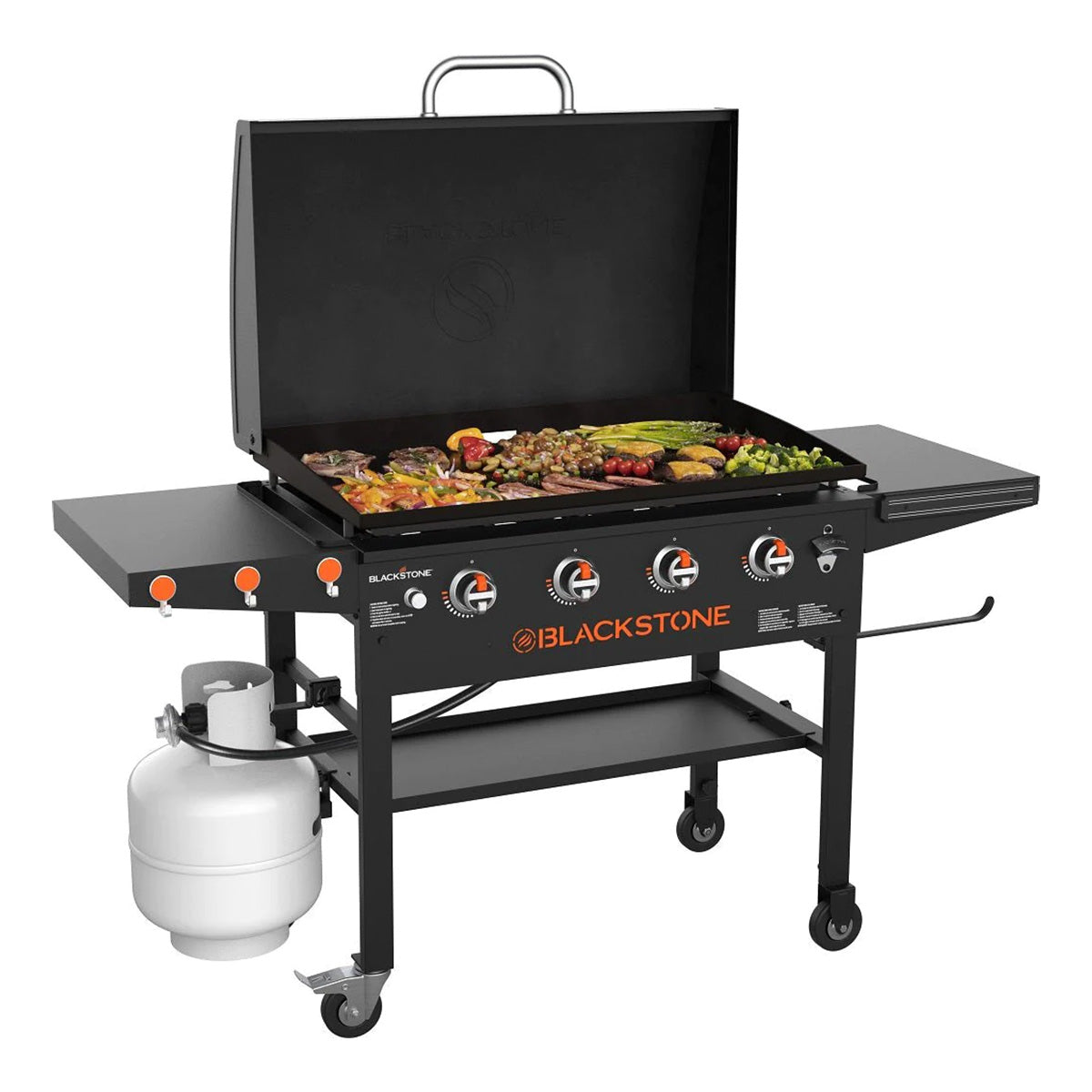 Plancha grill 36" Griddle med lokk 4 brennere 91 cm - Blackstone detalj av brennere