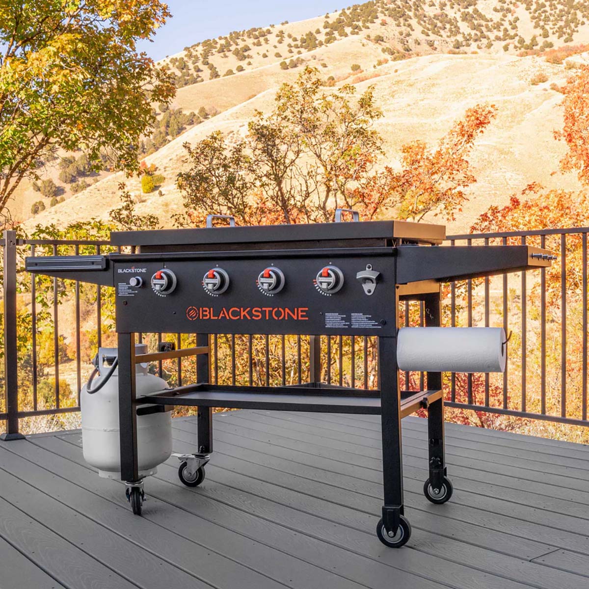Plancha grill 36" Griddle med hardcover detalj av brennere