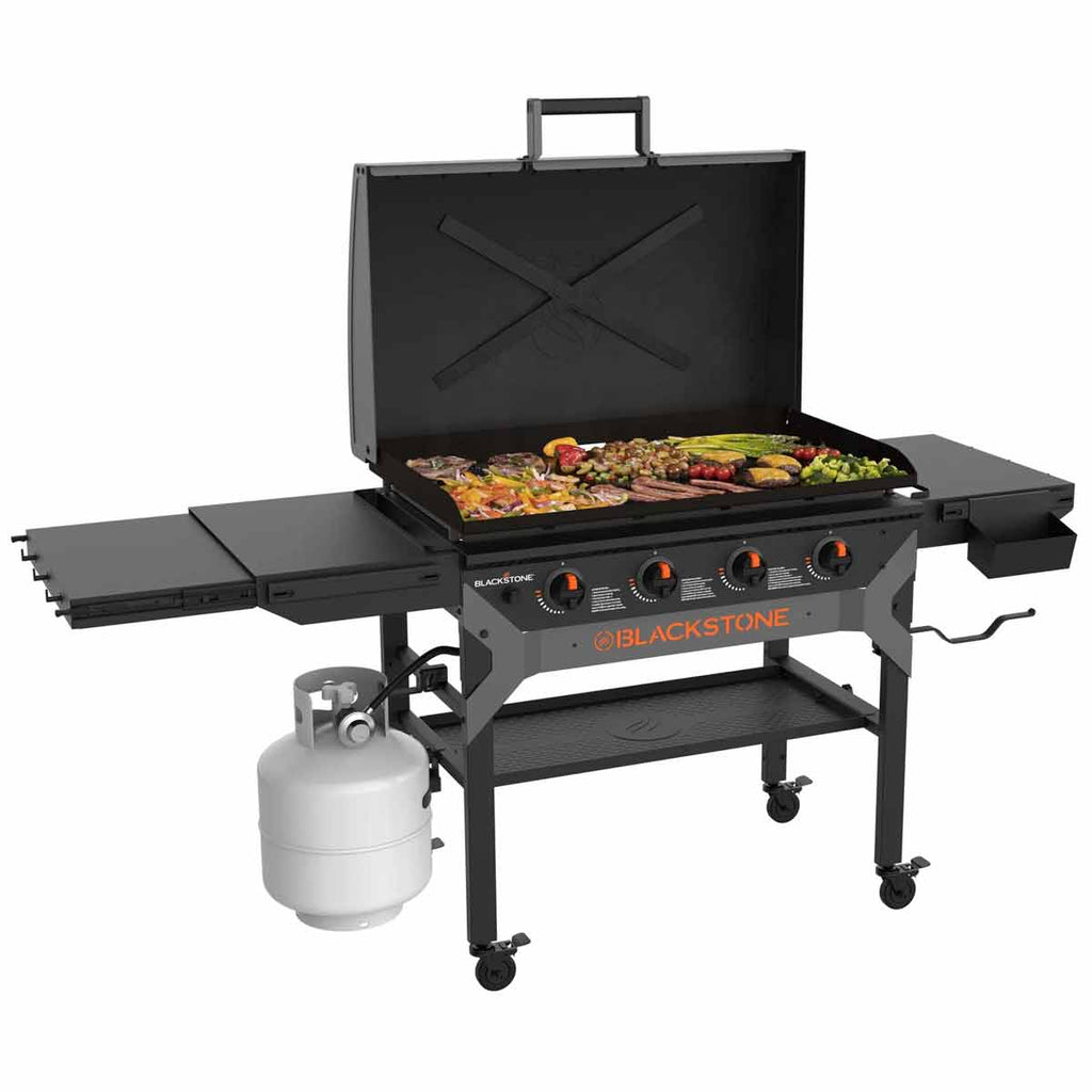 Plancha grill 36" Iron Forged med lokk 4 brennere - Blackstone nærbilde av lokk
