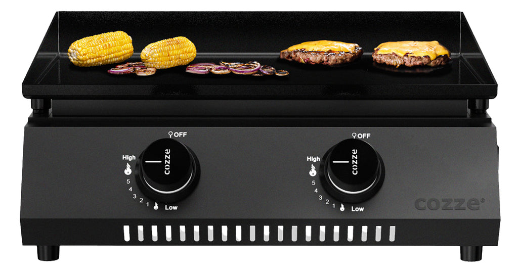 Plancha grill 400 støpejern 2 brennere 49 cm - Cozze forfra